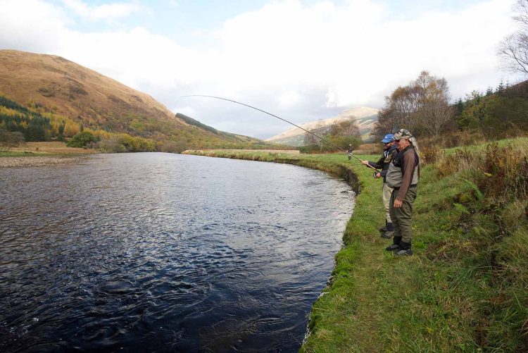 River-Orchy-Playing-Fish-Salmon-Guide River Orchy, Salmon Fishing, River Awe