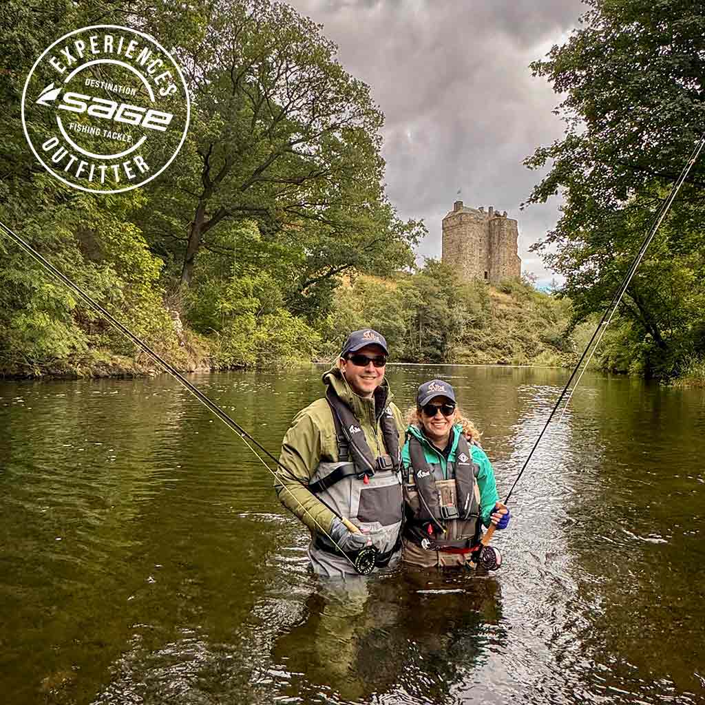Trout Fishing, Couple, Husband and Wife, Fly Fishing, Scotland, Neidpath Castle